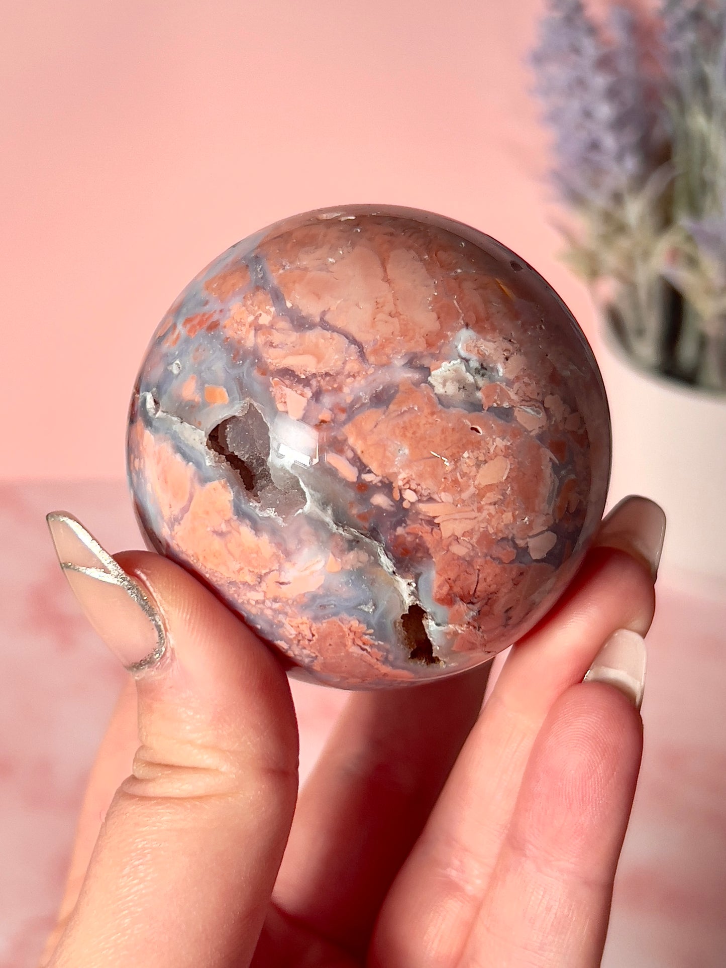 Imperfect Cotton Candy Agate Sphere