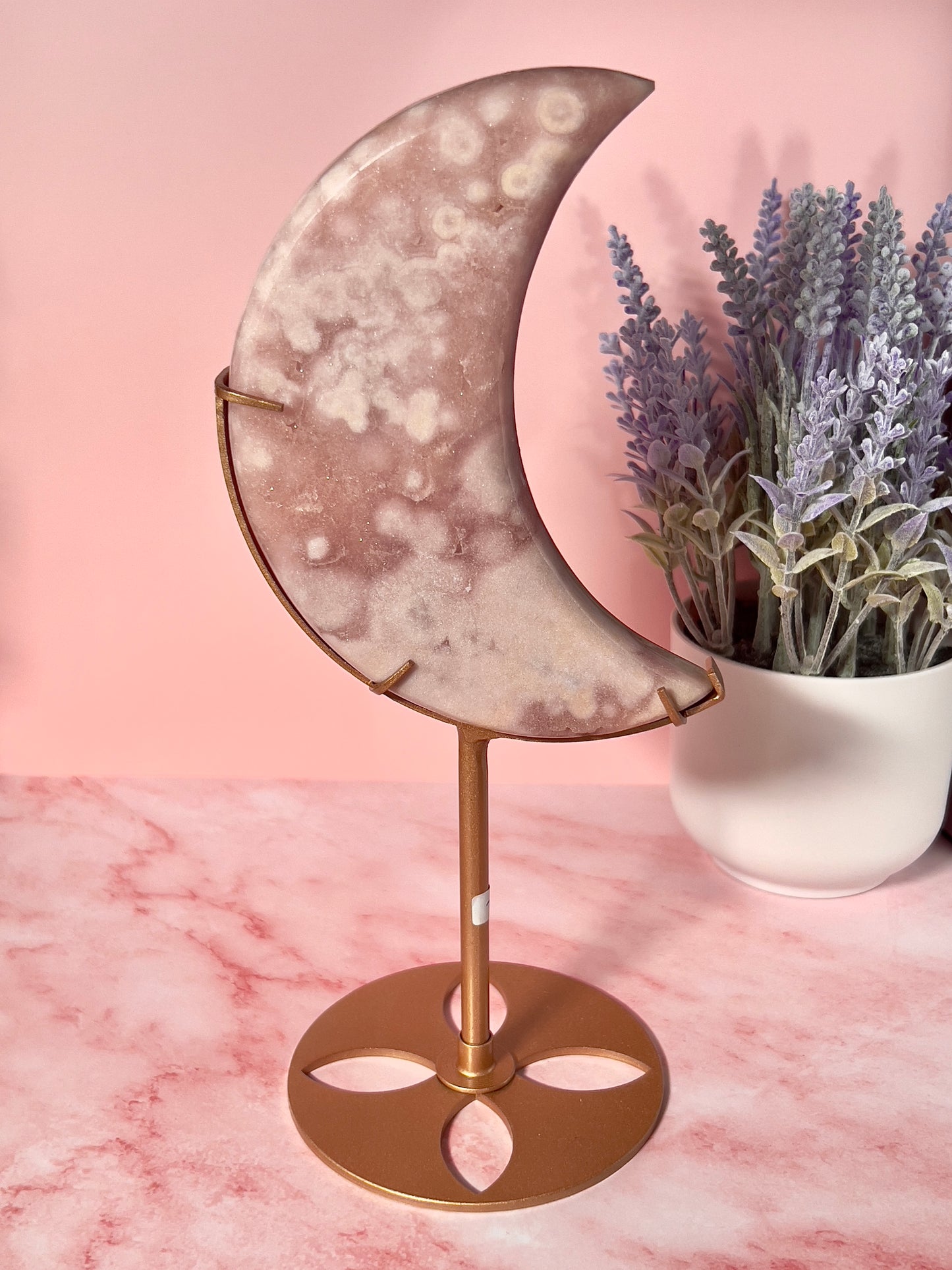 Pink Amethyst Moon on Stand
