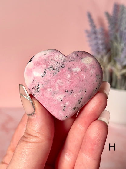 Bubblegum Pink Peruvian Rhodonite Puffy Hearts - Choose Your Own