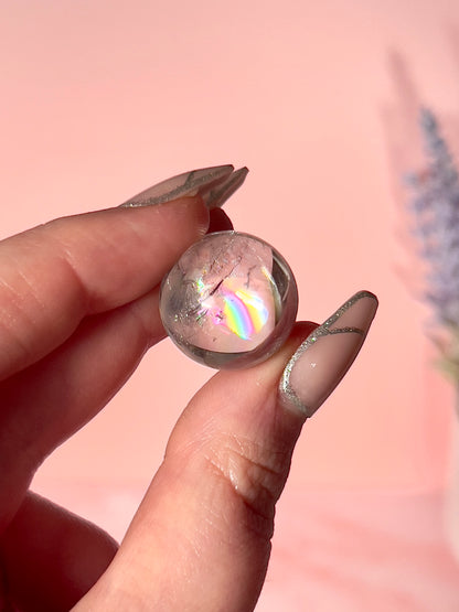 Clear Quartz Mini Sphere With Rainbows