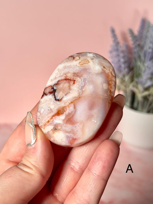 Carnelian and Flower Agate Palm Stones - Choose Your Own