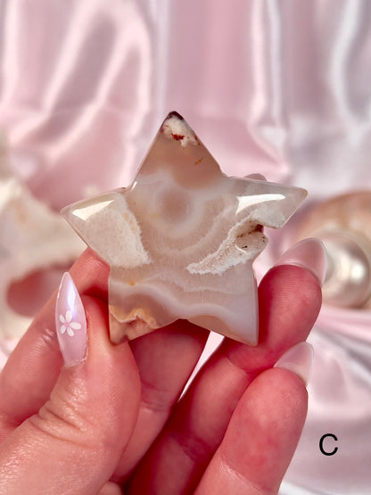 Blue and Pink Flower Agate Stars - Choose Your Own