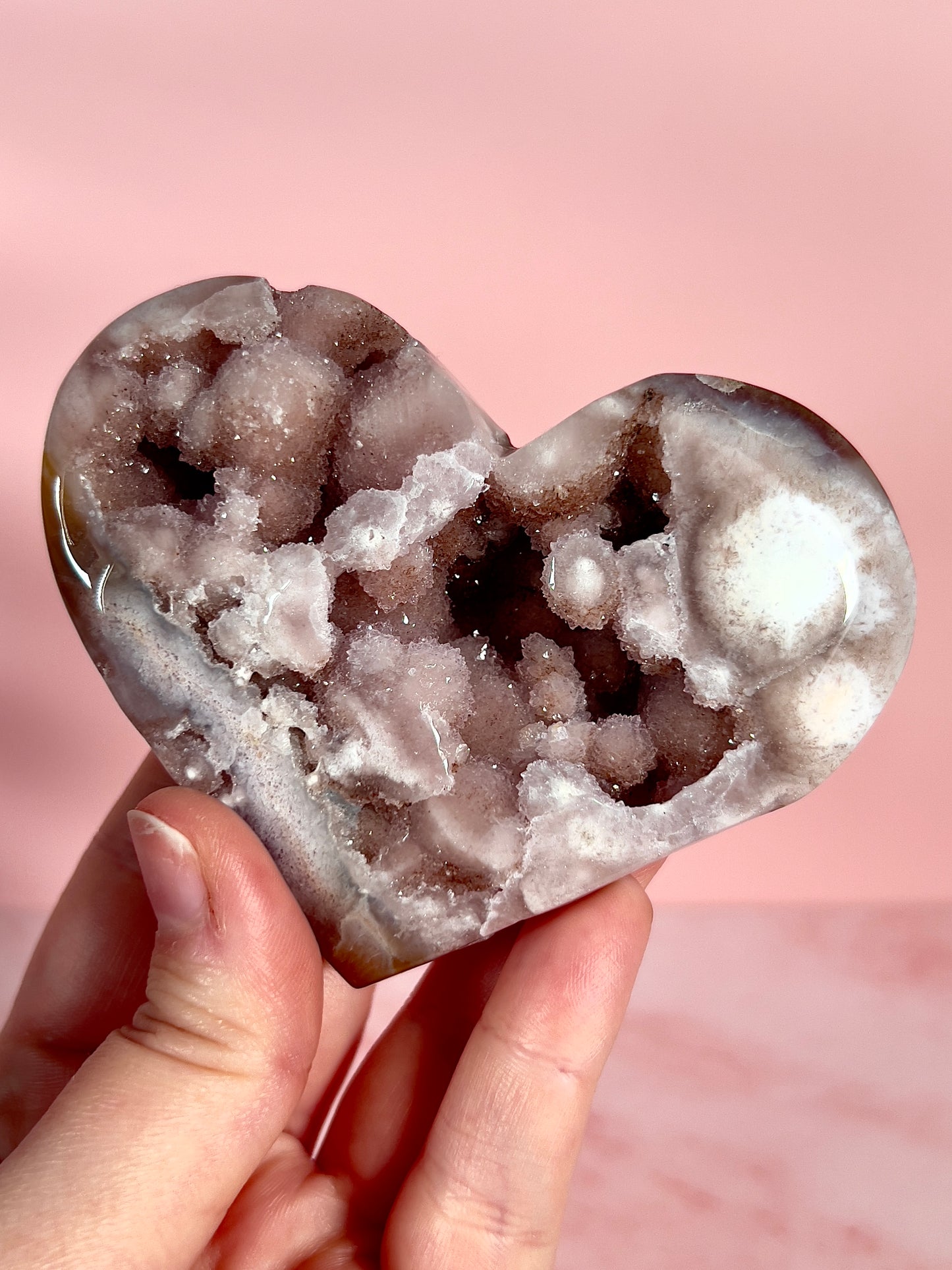 Druzy Pink Amethyst Heart