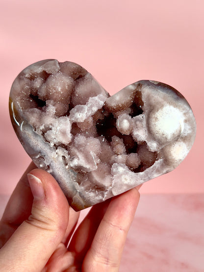 Druzy Pink Amethyst Heart