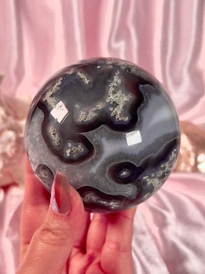 Large Moody Moss Agate Spherea