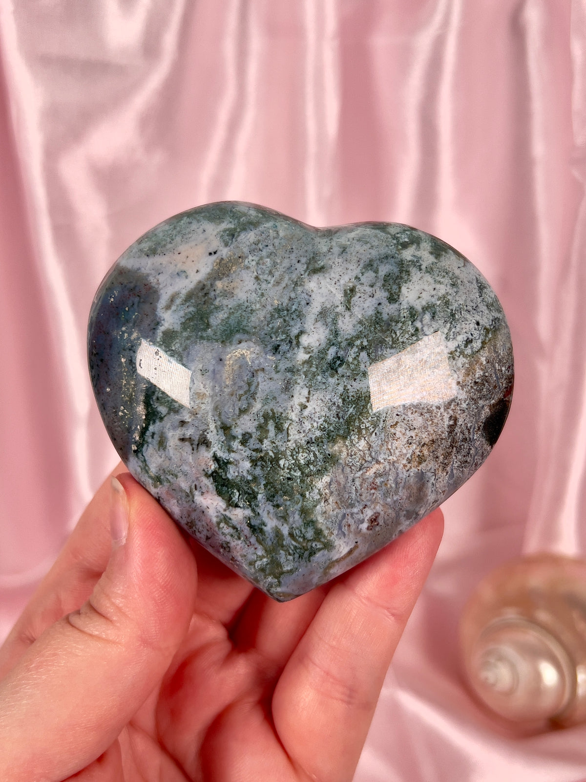 Moody Pastel Blue Sea Jasper Heart