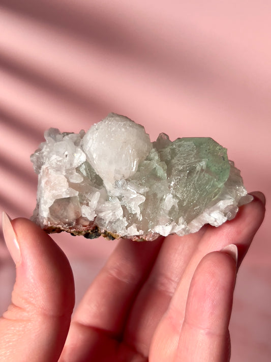 Mint Apophyllite and Stilbite Specimen