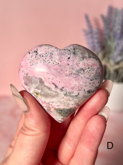 Bubblegum Pink Peruvian Rhodonite Puffy Hearts - Choose Your Own