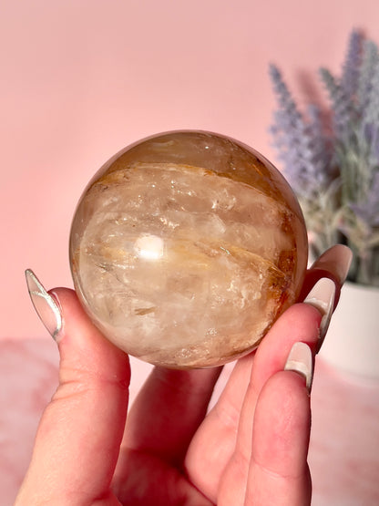 Stunning Double Star Flash Golden Healer Sphere with Rainbows