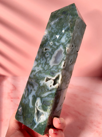 Imperfect Moss Agate Statement Tower