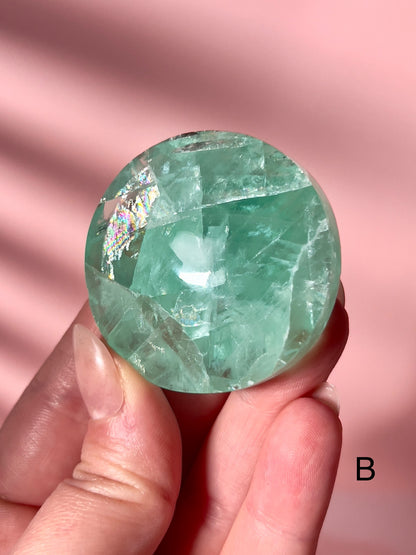 Rainbow Fluorite “Cookie” Shape Palm Stone