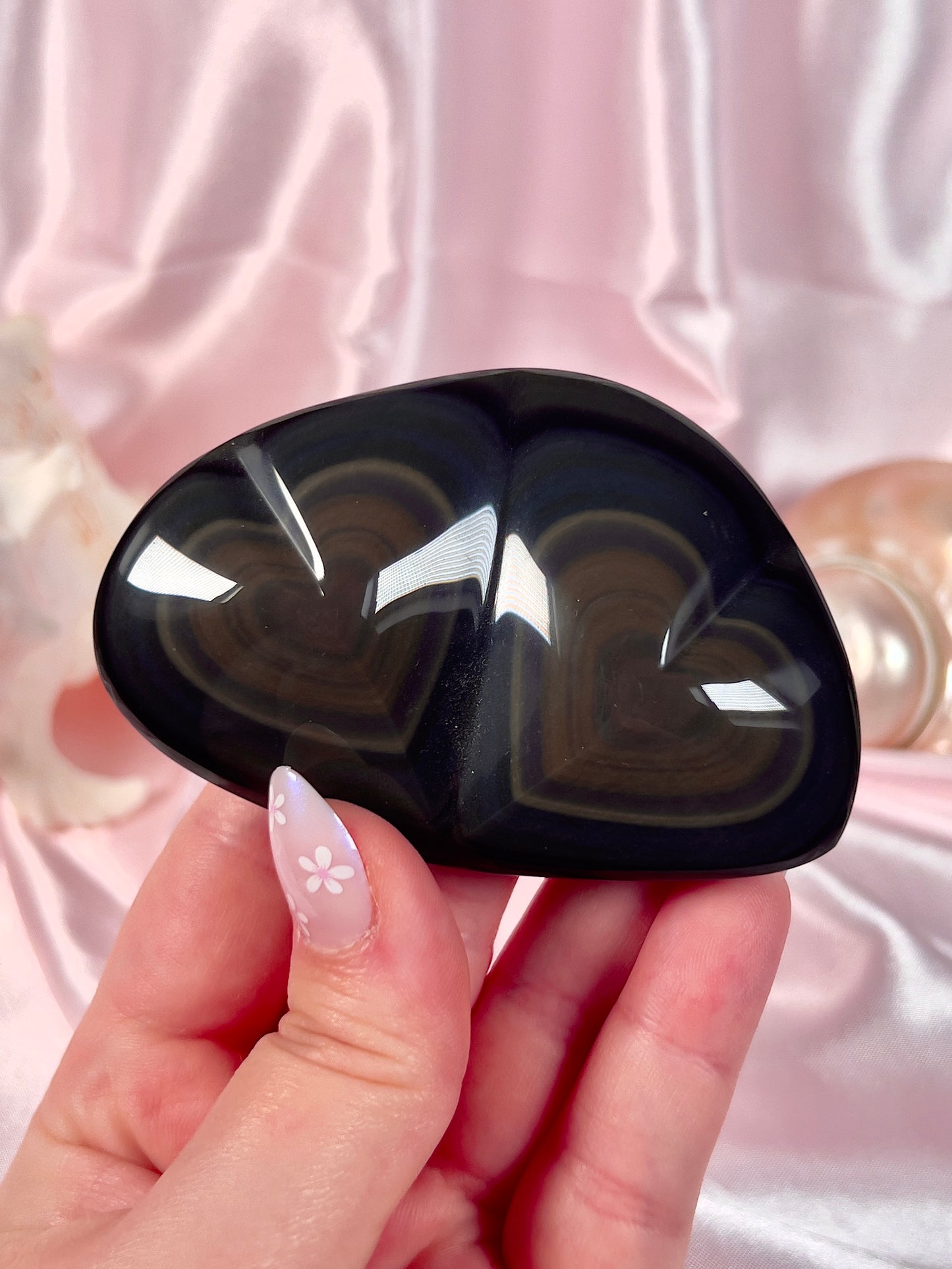 Rainbow Obsidian Double Heart