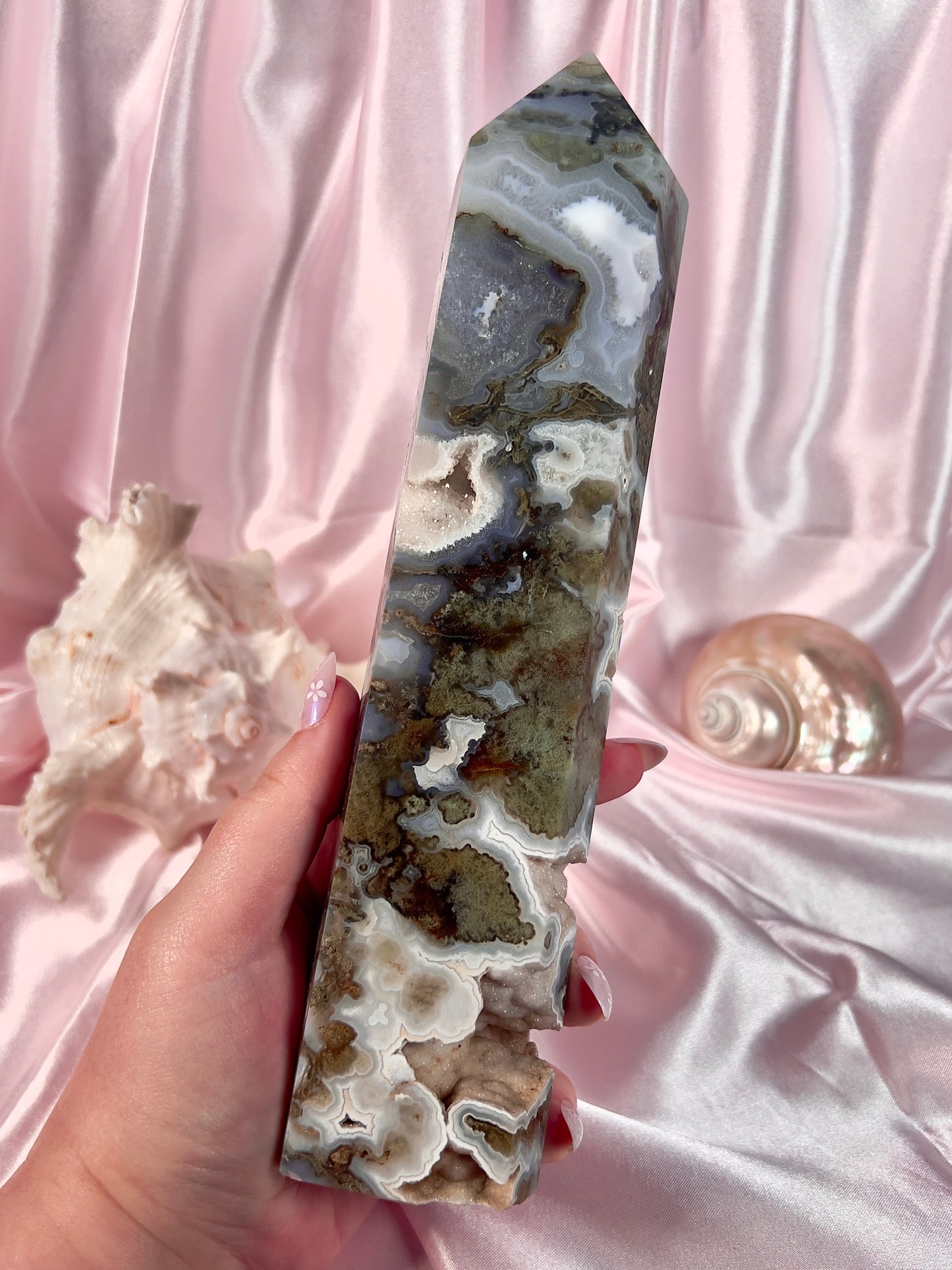 High Quality Moss Agate Statement Tower