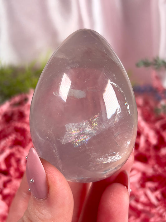 Rainbow Star Rose Quartz Egg