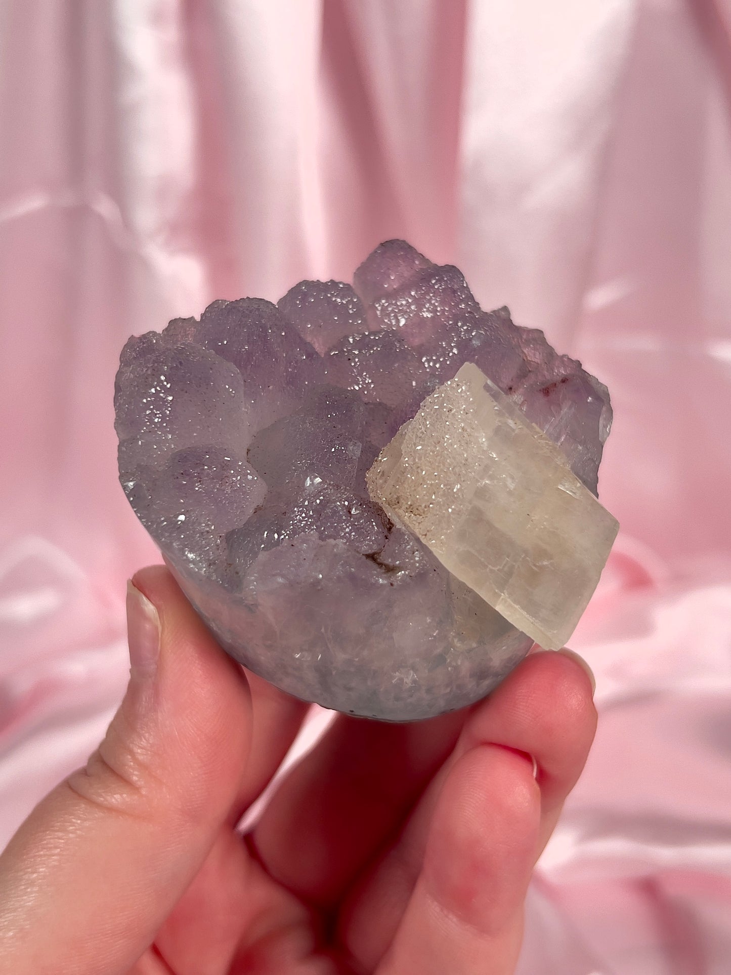 Pastel Purple Sugar Amethyst Cut Base with Sugary Calcite
