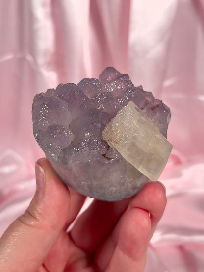 Pastel Purple Sugar Amethyst Cut Base with Sugary Calcite