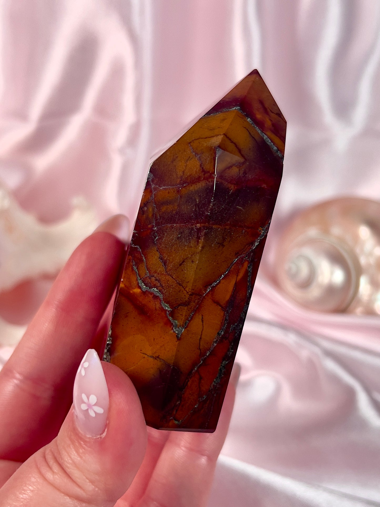 Burgundy and Yellow Mookaite Tower