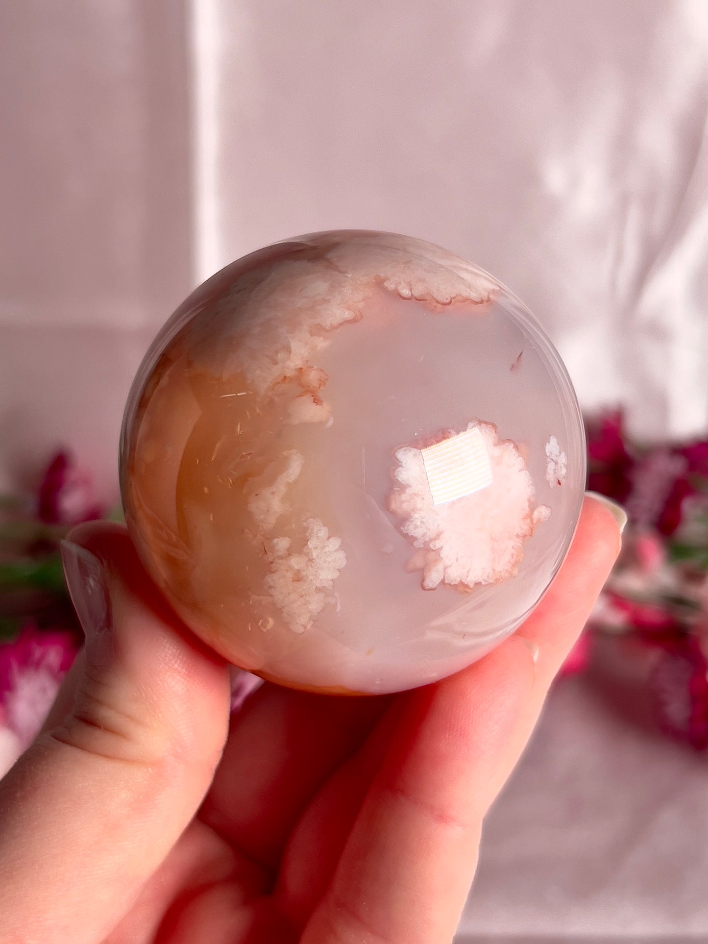 Pink Carnelian and Flower Agate Sphere