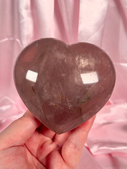 Juicy Dark Rose Quartz Heart Mixed With Pyrite