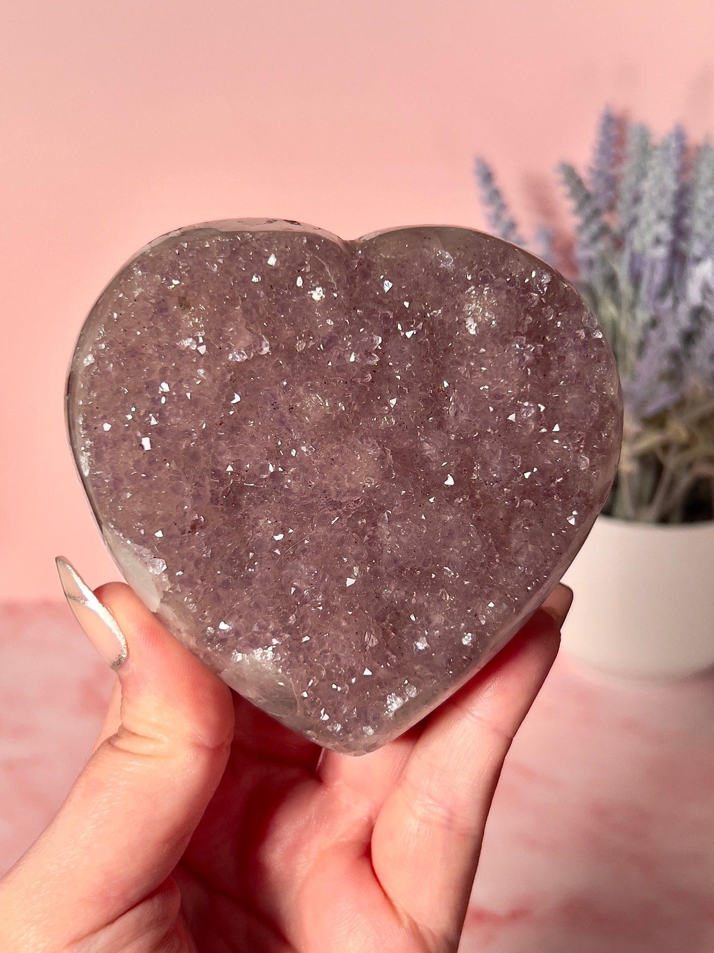 Purple Pink Sugar Amethyst Heart from Uruguay