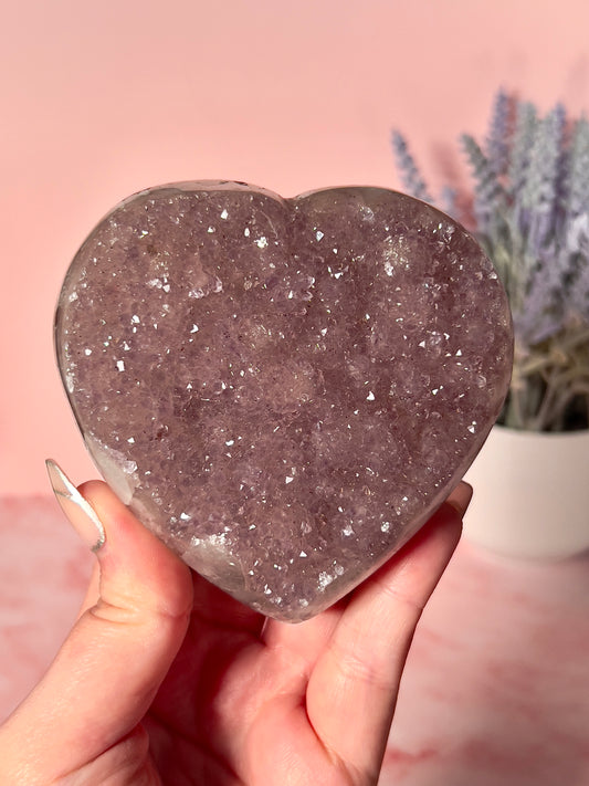 Purple Pink Sugar Amethyst Heart from Uruguay