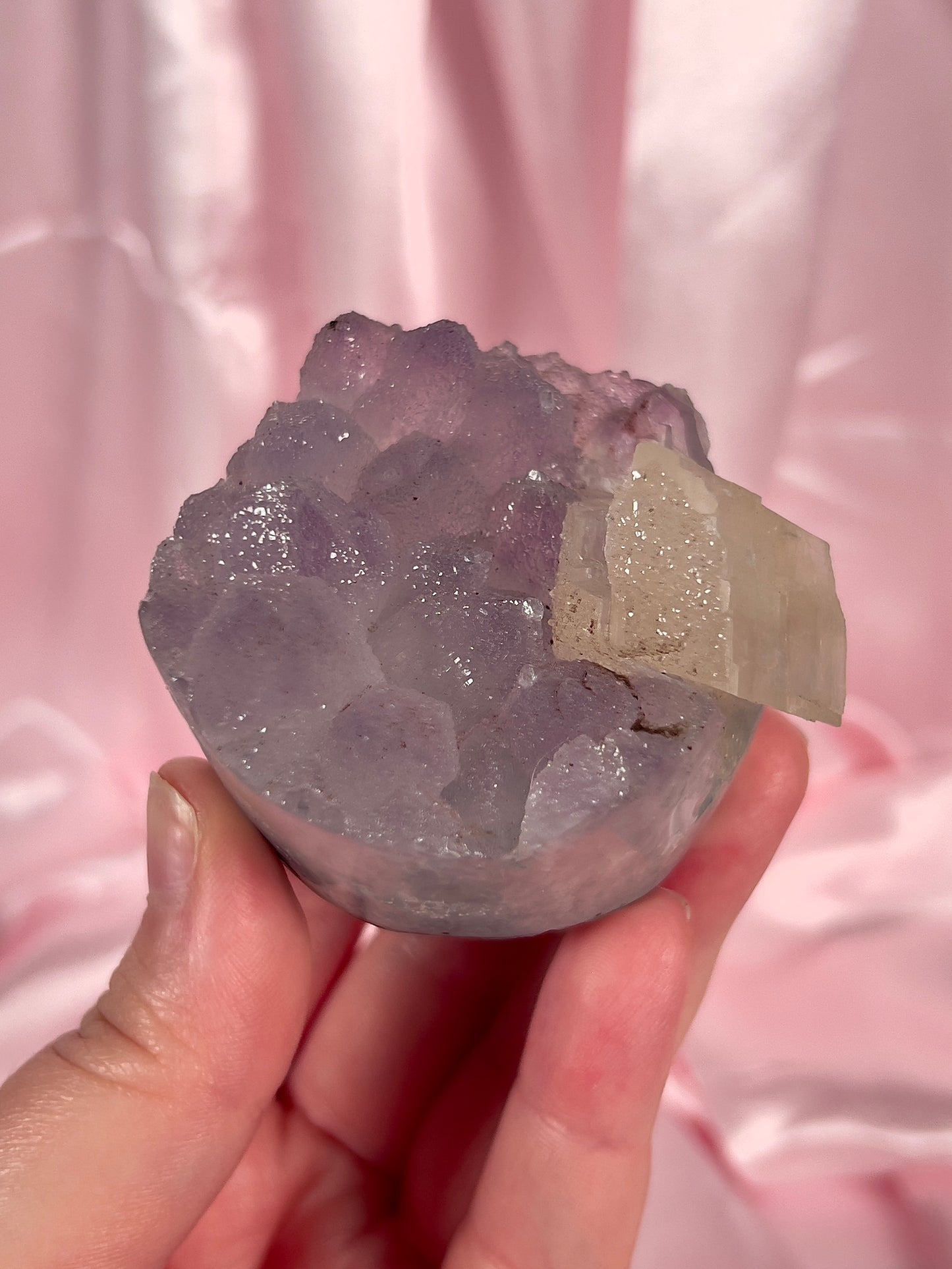 Pastel Purple Sugar Amethyst Cut Base with Sugary Calcite