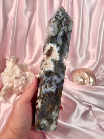 High Quality Moss Agate Statement Tower