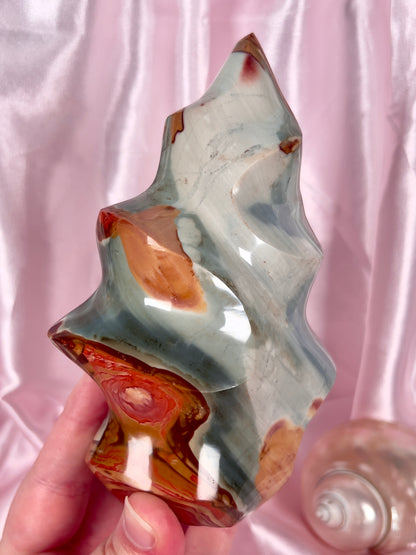 Sky Blue Polychrome Jasper Flame