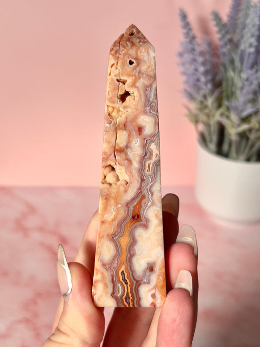 Gorgeous Rare Pink Crazy Lace Agate