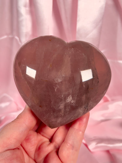 Juicy Dark Rose Quartz Heart Mixed With Pyrite