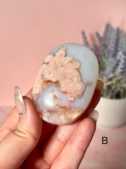 Carnelian and Flower Agate Palm Stones - Choose Your Own