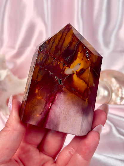 Burgundy and Yellow Mookaite Tower