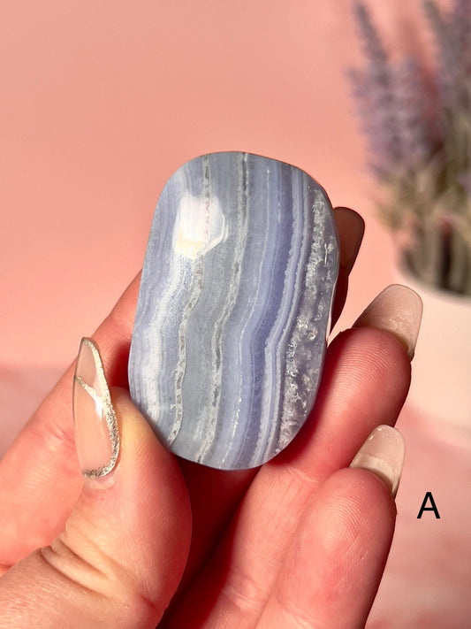 Beautiful Blue Lace Agate Palm Stones - Choose Your Own