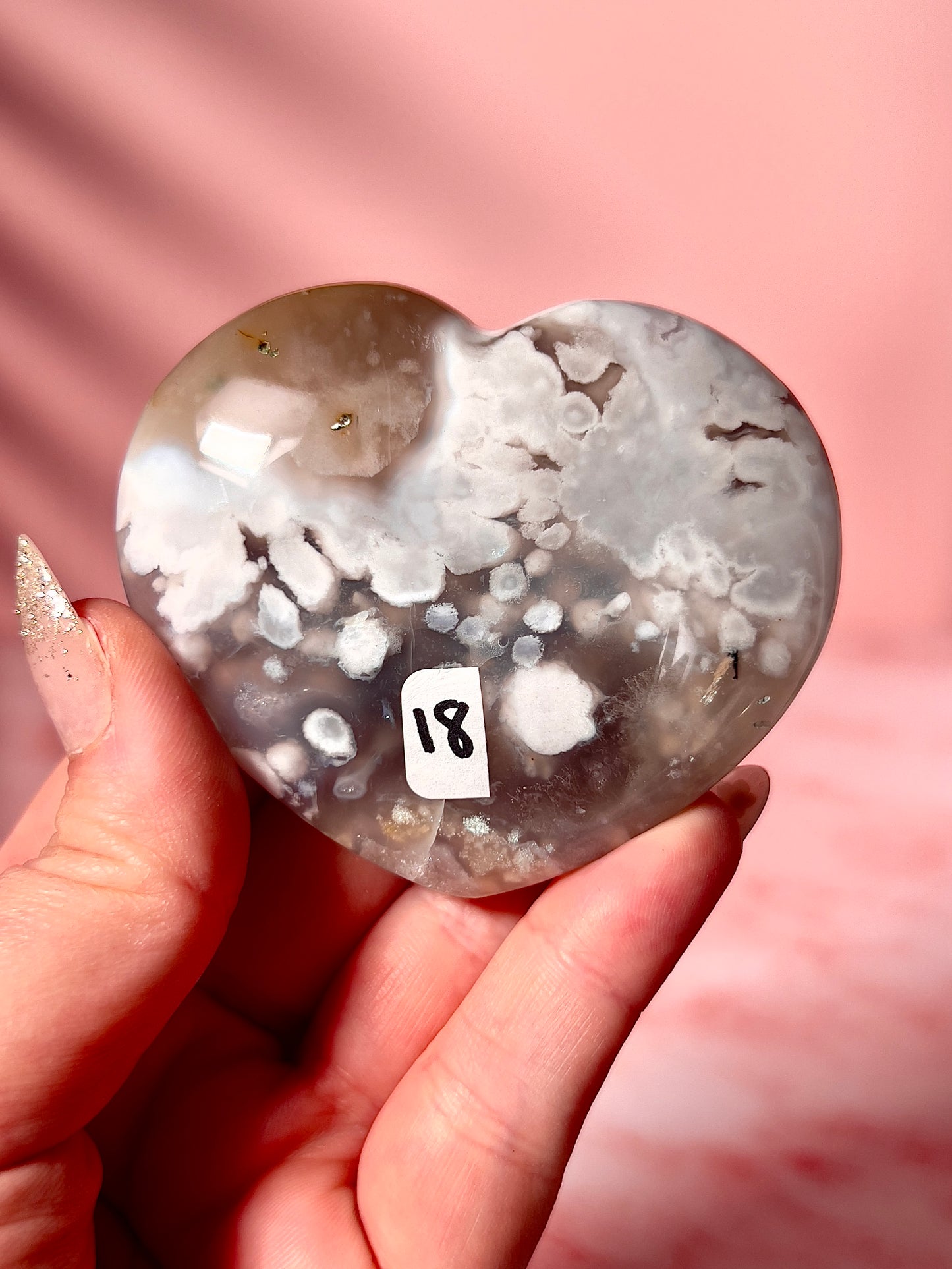 Moody Flower Agate Heart