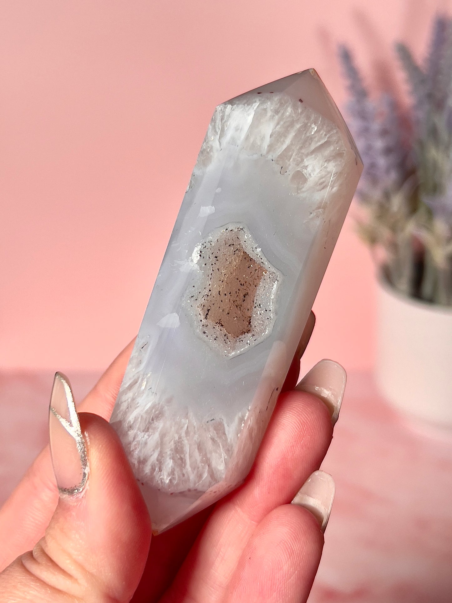 Pastel Blue Druzy Agate DT