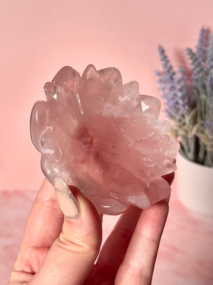 High Quality Lotus Rose Quartz Bowl