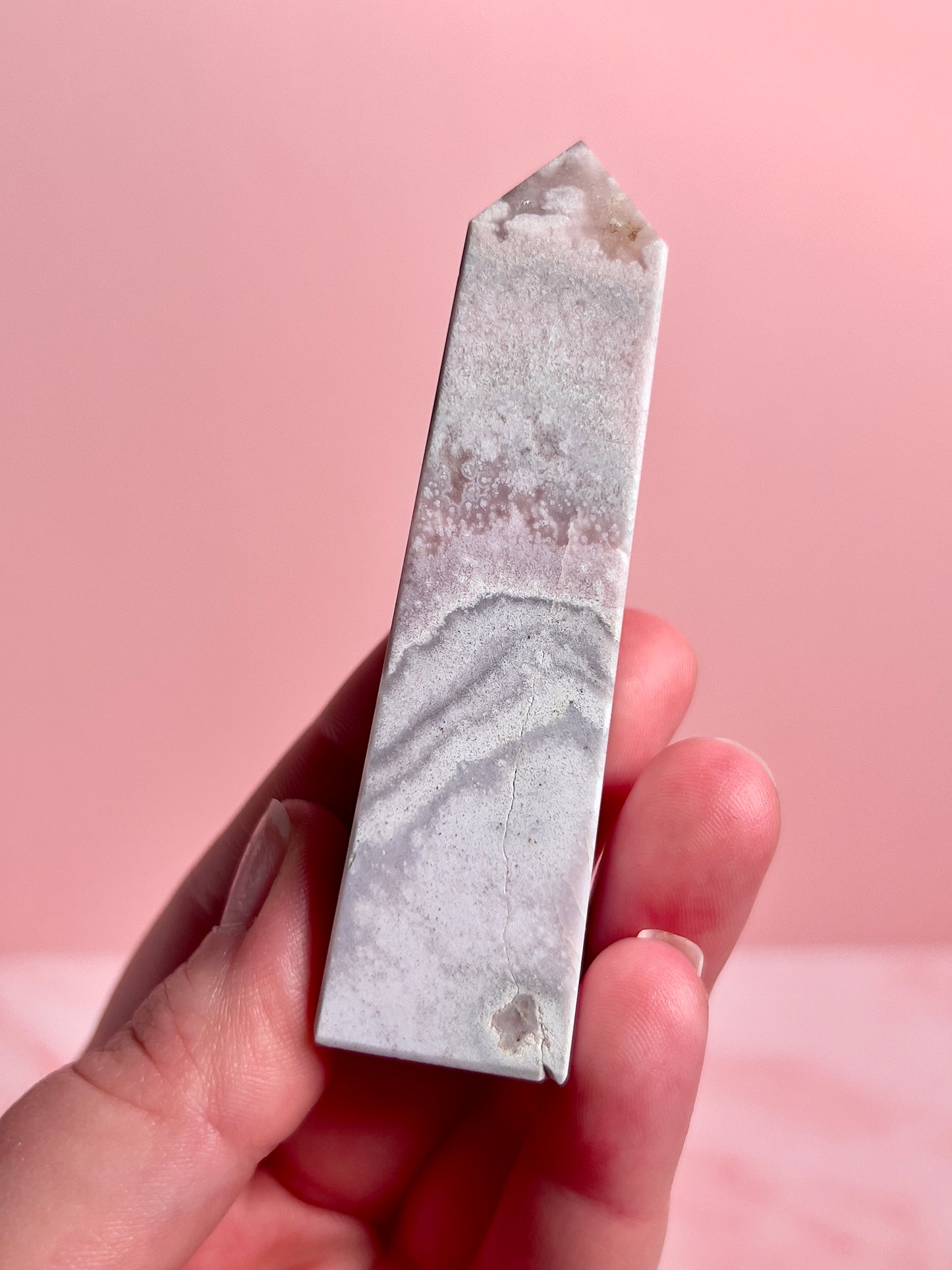 Flower Agate and Pink Amethyst Tower