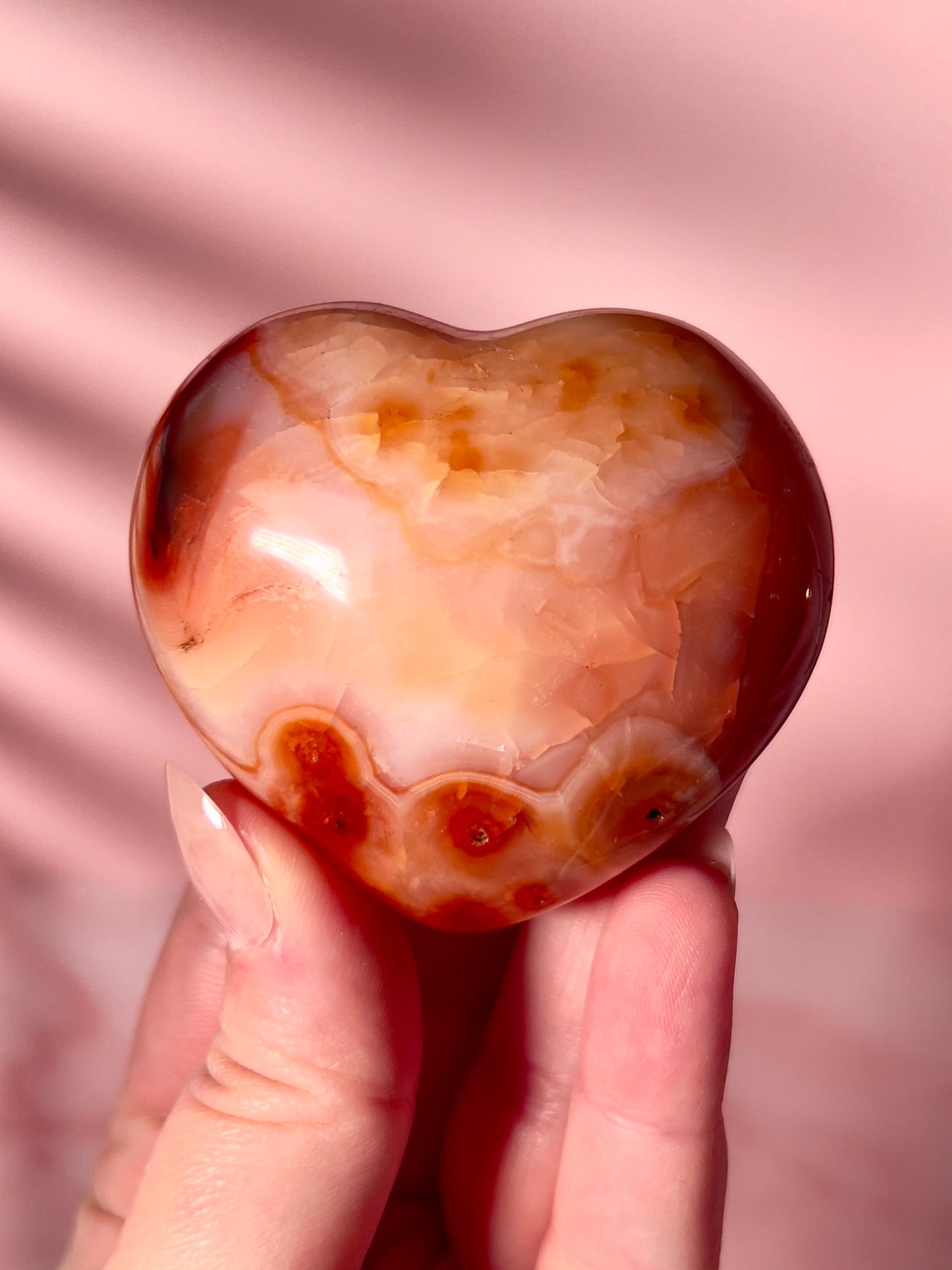 Peachy Pink Carnelian Heart