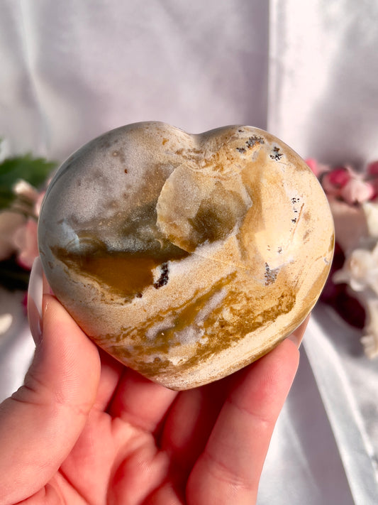 Sandy Puffy Sea Jasper Heart
