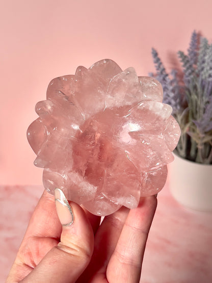 High Quality Lotus Rose Quartz Bowl