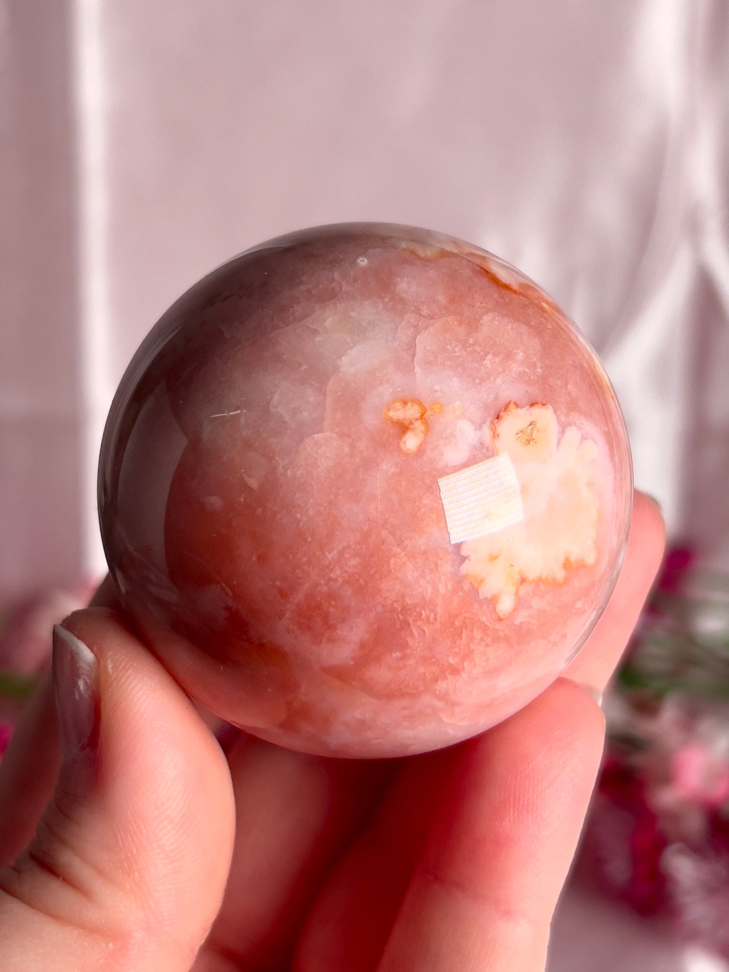 Pink Carnelian and Flower Agate Sphere