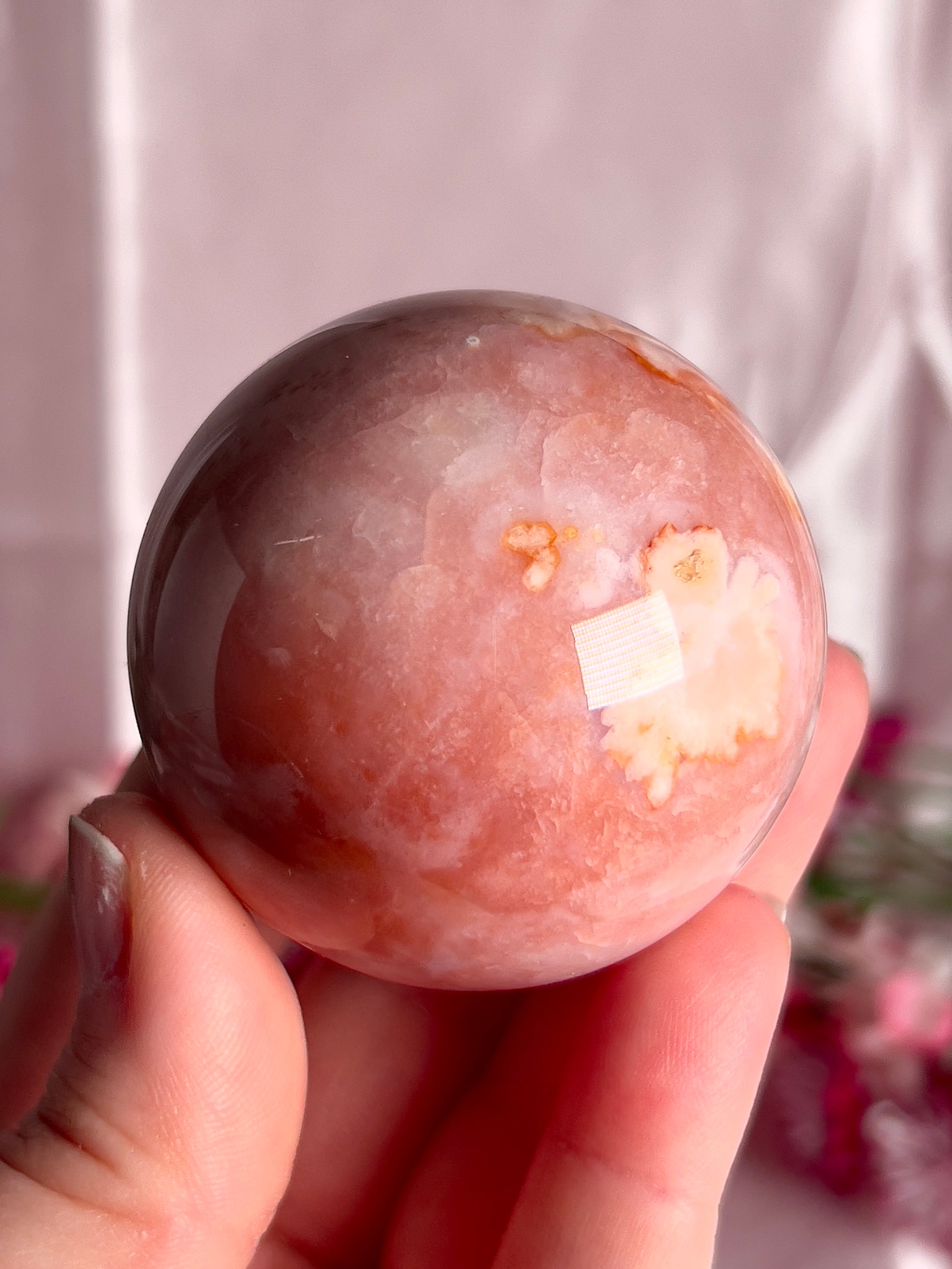 Pink Carnelian and Flower Agate Sphere