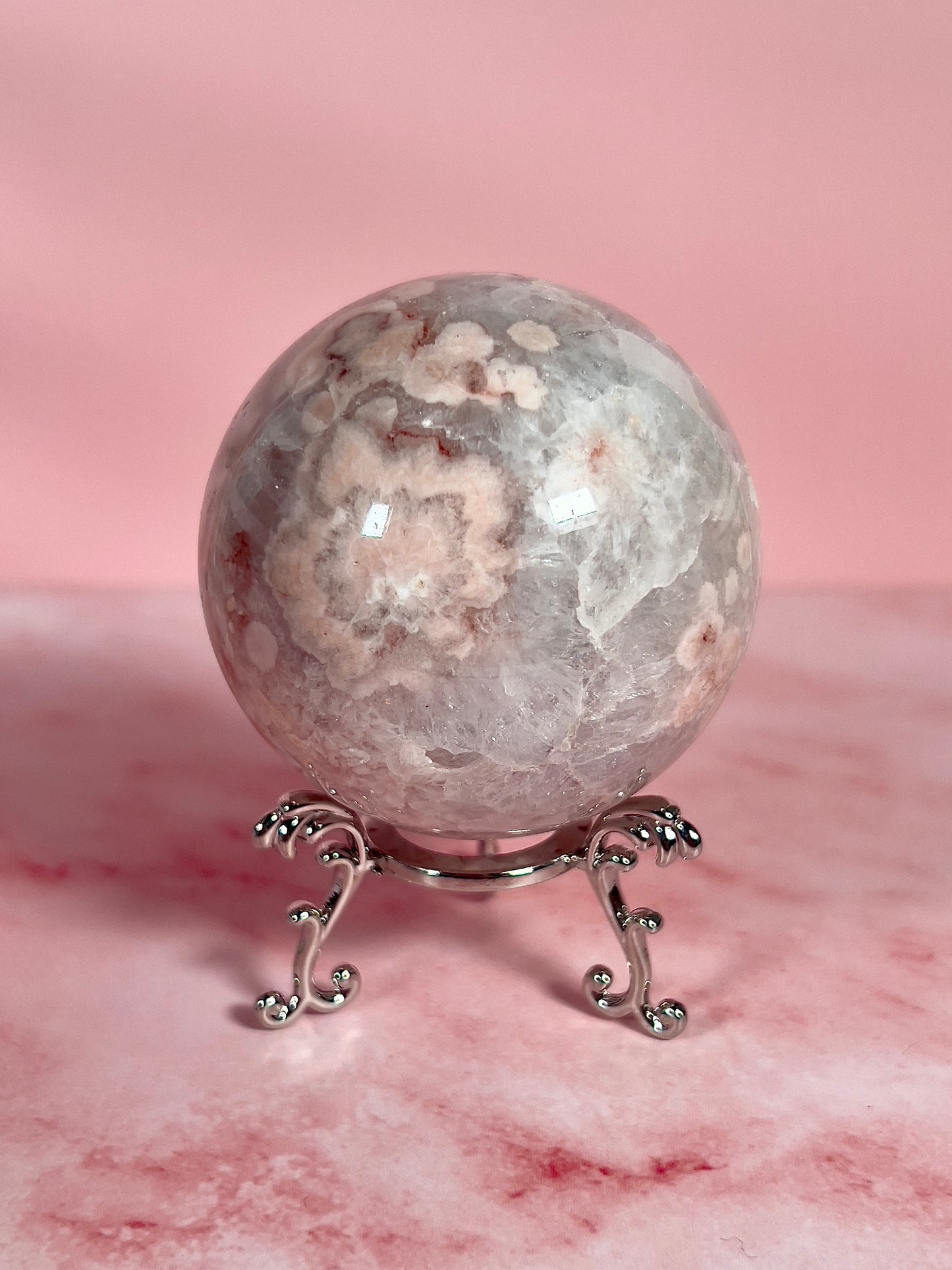 Silver Ornate Sphere Stand
