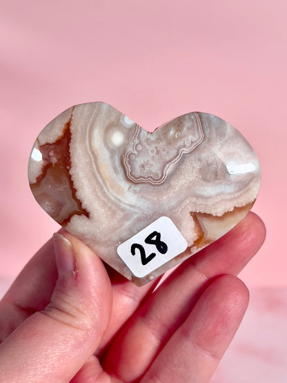 Banded Pink Amethyst Heart