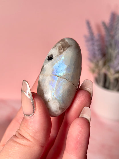 Blue Flash Rainbow Moonstone Shiva Lingam
