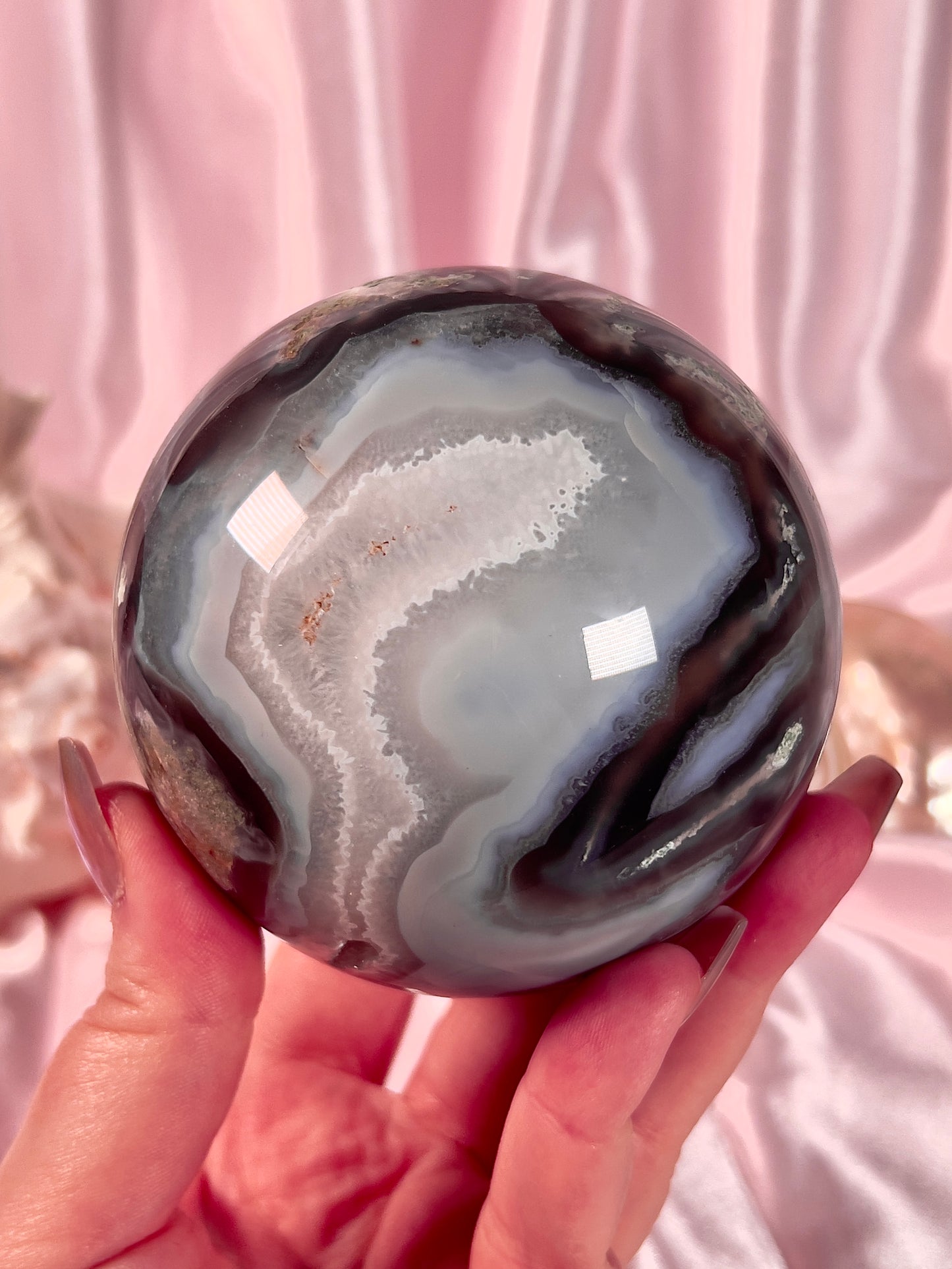 Large Moody Moss Agate Spherea