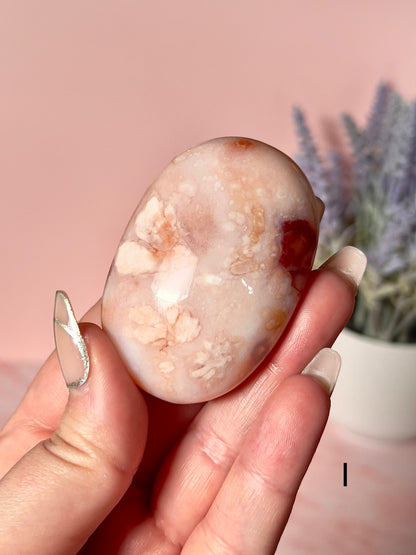 Carnelian and Flower Agate Palm Stones - Choose Your Own