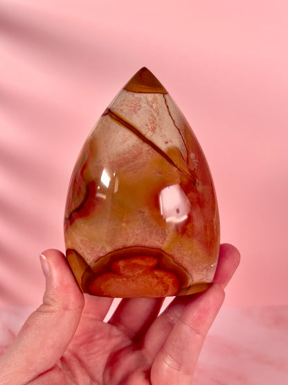 Warm Orange and Red Polychrome Jasper Teardrop Flame