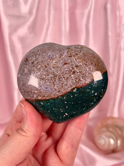 Split Tone Purple & Green Sea Jasper Heart