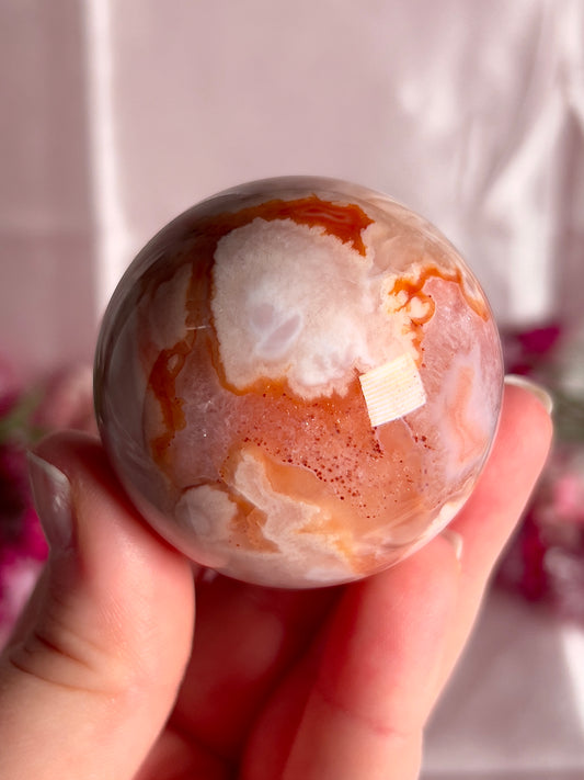Pink Carnelian and Flower Agate Sphere